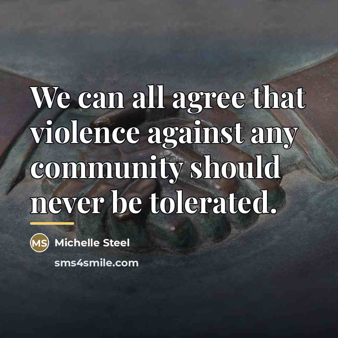 “We can all agree that violence against any community should…” quote by Michelle Steel