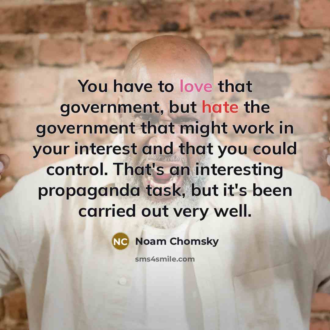 “You have to love that government, but hate the government…” quote by Noam Chomsky