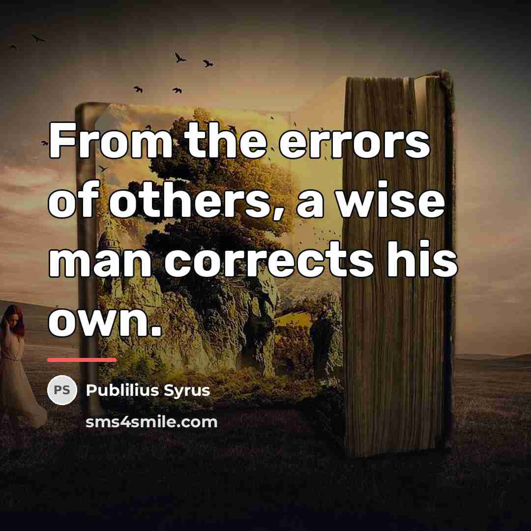 “From the errors of others, a wise man corrects his…” quote by Publilius Syrus