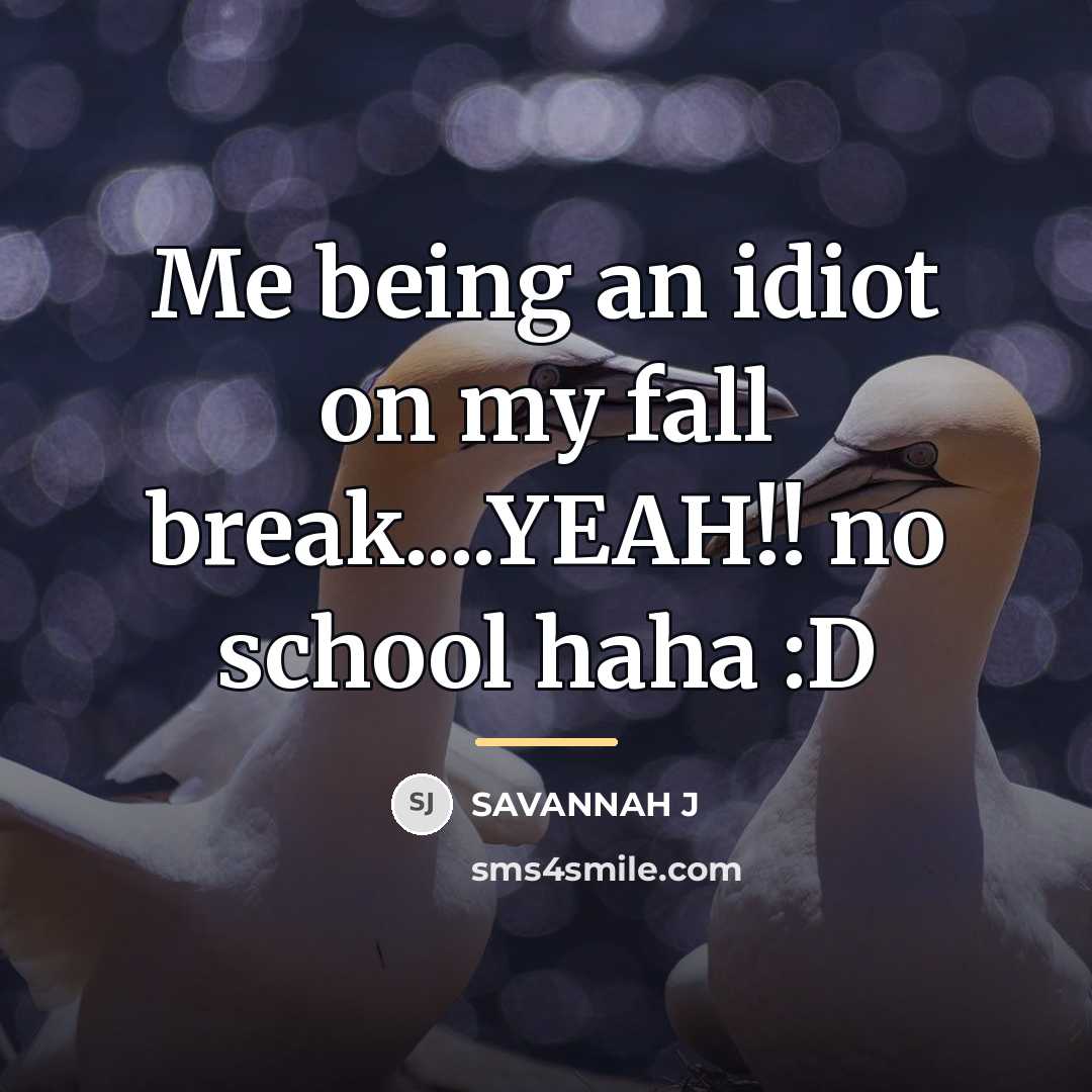 “Me being an idiot on my fall break....YEAH!! no school…” quote by Savannah J
