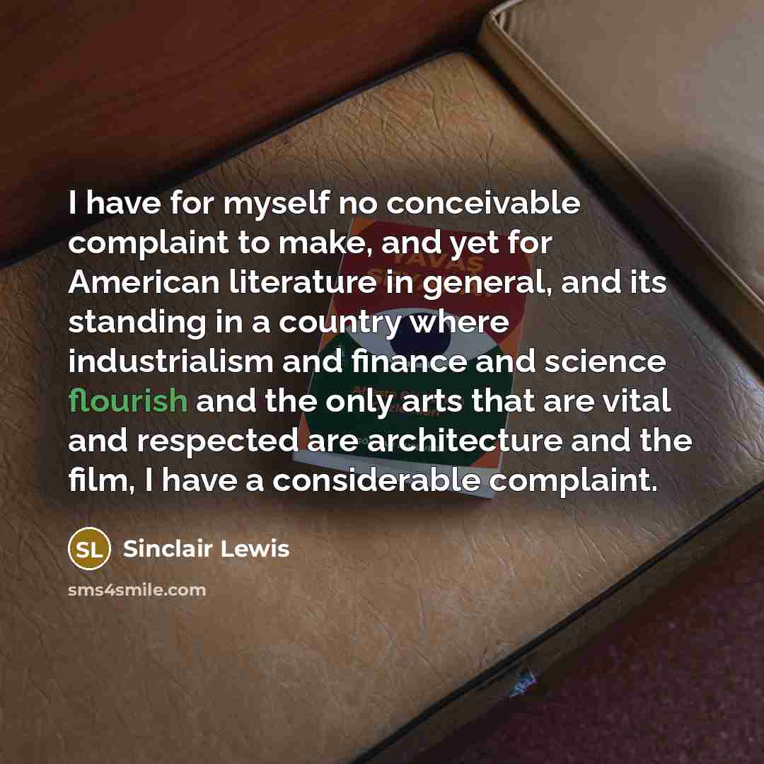 “I have for myself no conceivable complaint to make, and…” quote by Sinclair Lewis