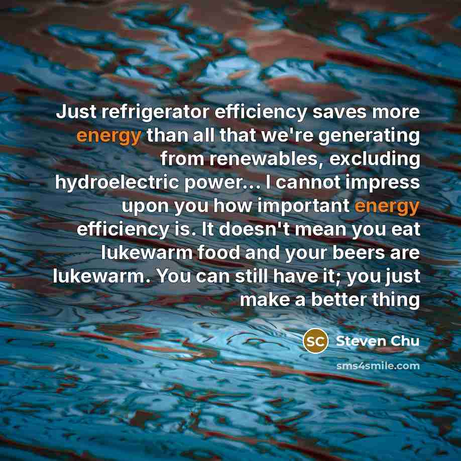 “Just refrigerator efficiency saves more energy than all that we're…” quote by Steven Chu