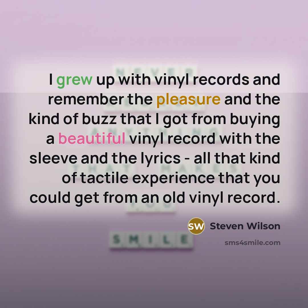 “I grew up with vinyl records and remember the pleasure…” quote by Steven Wilson