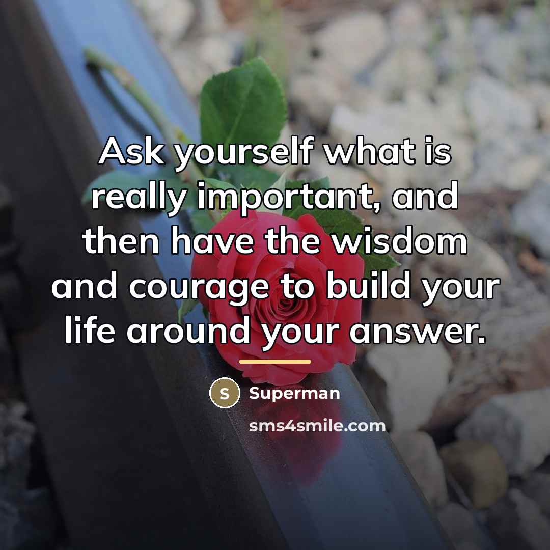 “Ask yourself what is really important, and then have the…” quote by Superman
