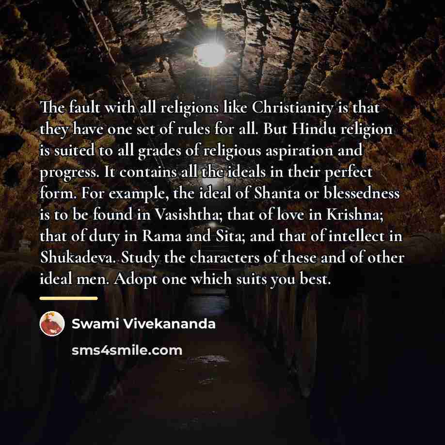 “The fault with all religions like Christianity is that they…” quote by Swami Vivekananda