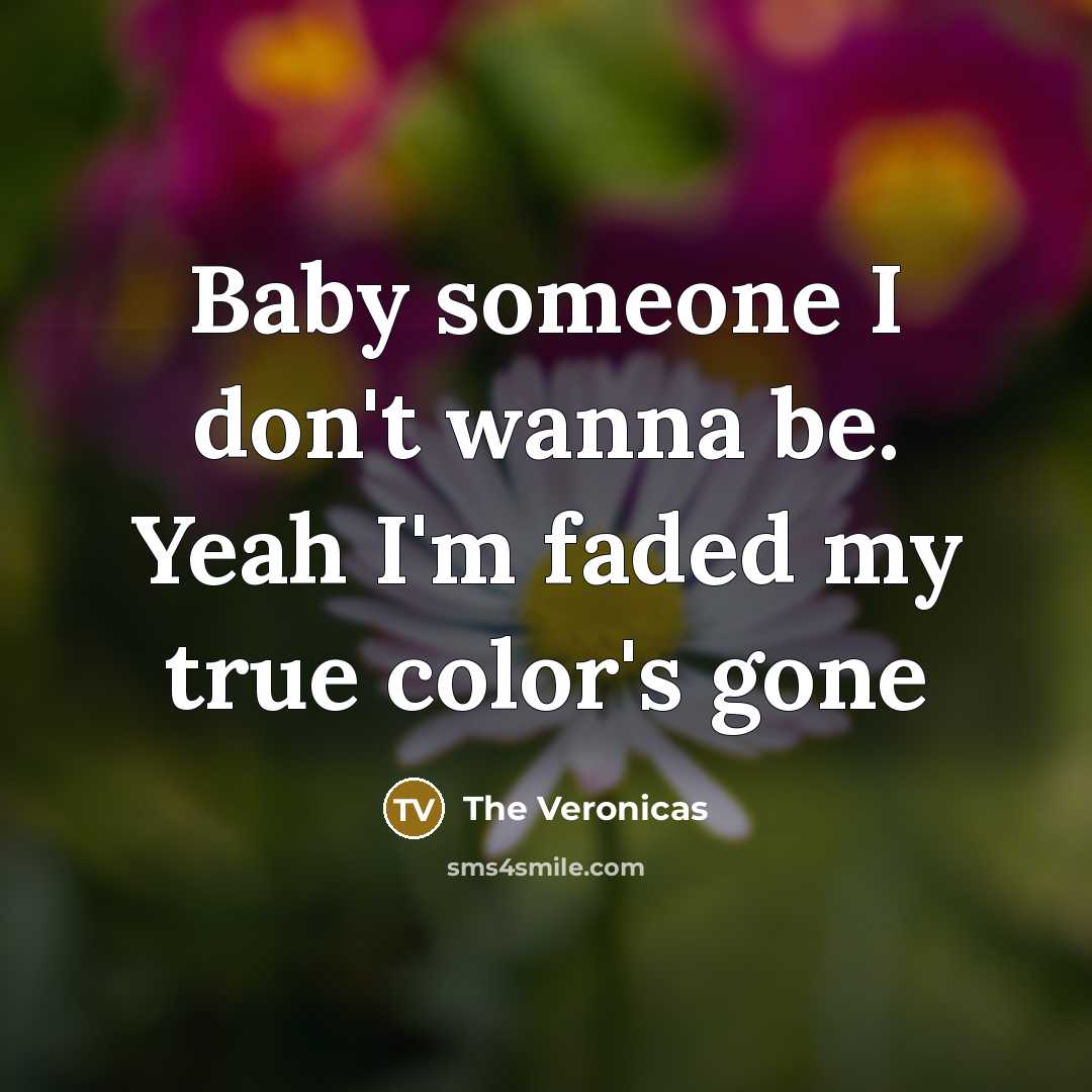 “Baby someone I don't wanna be. Yeah I'm faded my true color's gone” quote by The Veronicas