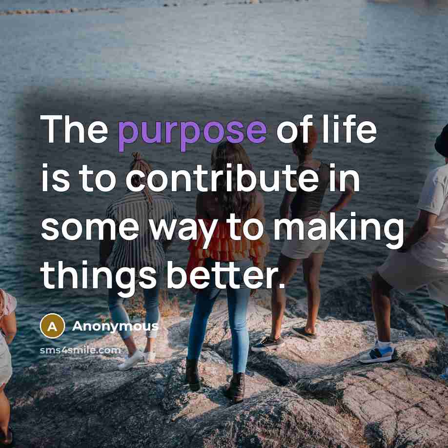 “The purpose of life is to contribute in some way…” quote by Anonymous