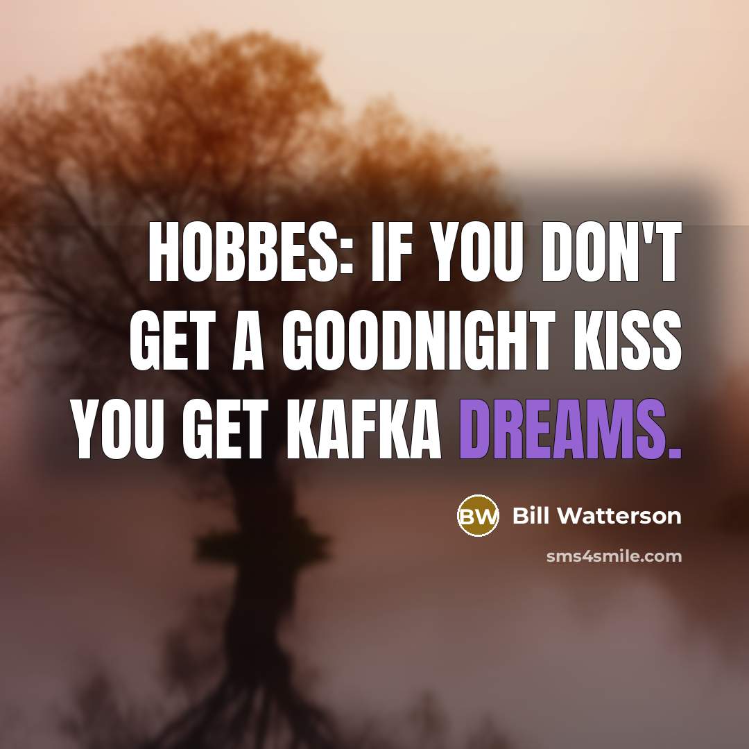 “HOBBES: If you don't get a goodnight kiss you get…” quote by Bill Watterson