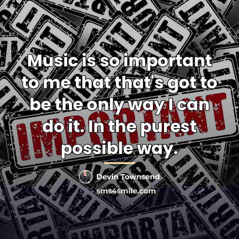 “Music is so important to me that that's got to…” quote by Devin Townsend