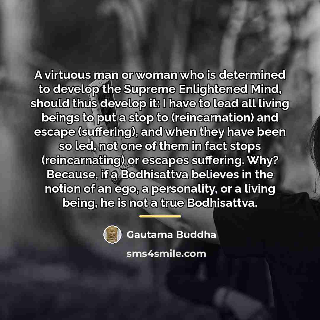 “A virtuous man or woman who is determined to develop…” quote by Gautama Buddha