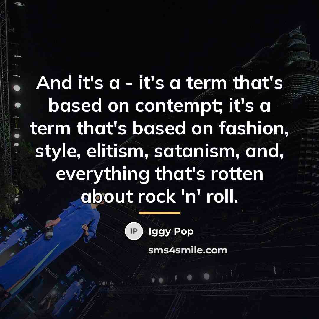 “And it's a - it's a term that's based on…” quote by Iggy Pop