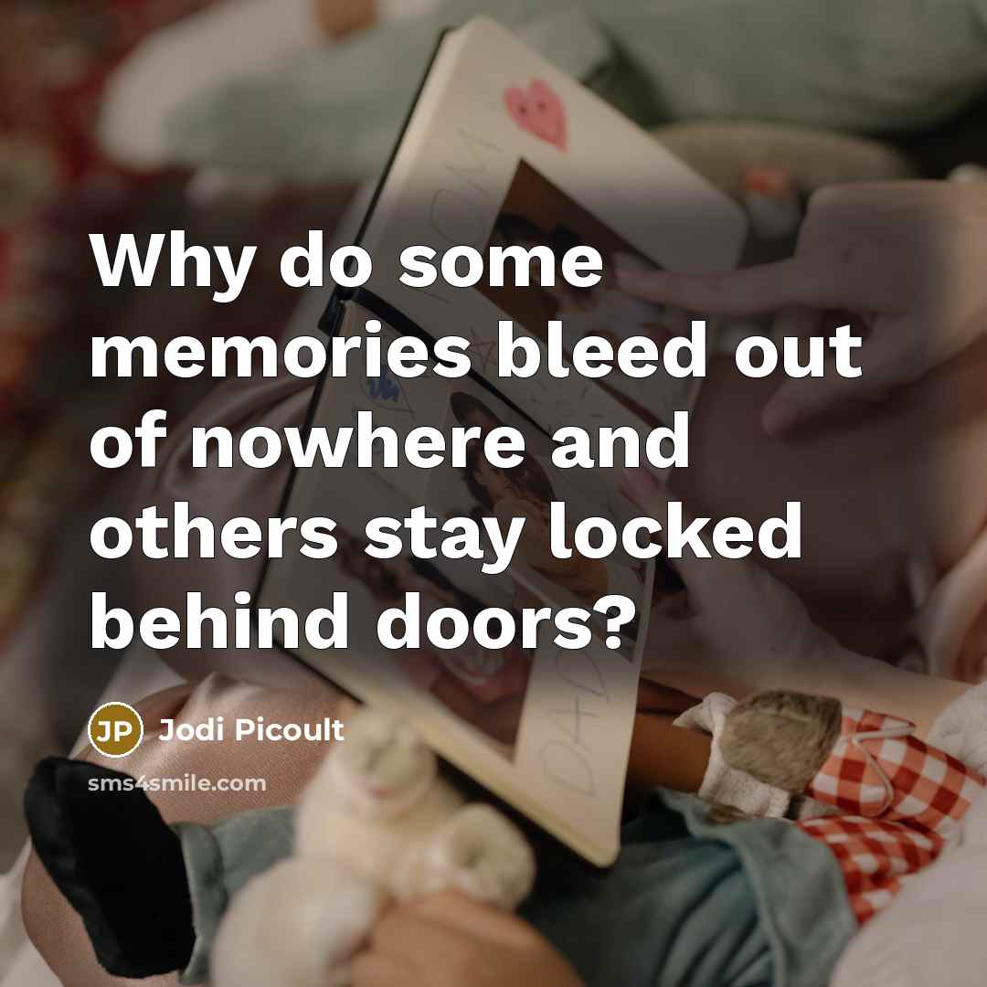 “Why do some memories bleed out of nowhere and others…” quote by Jodi Picoult