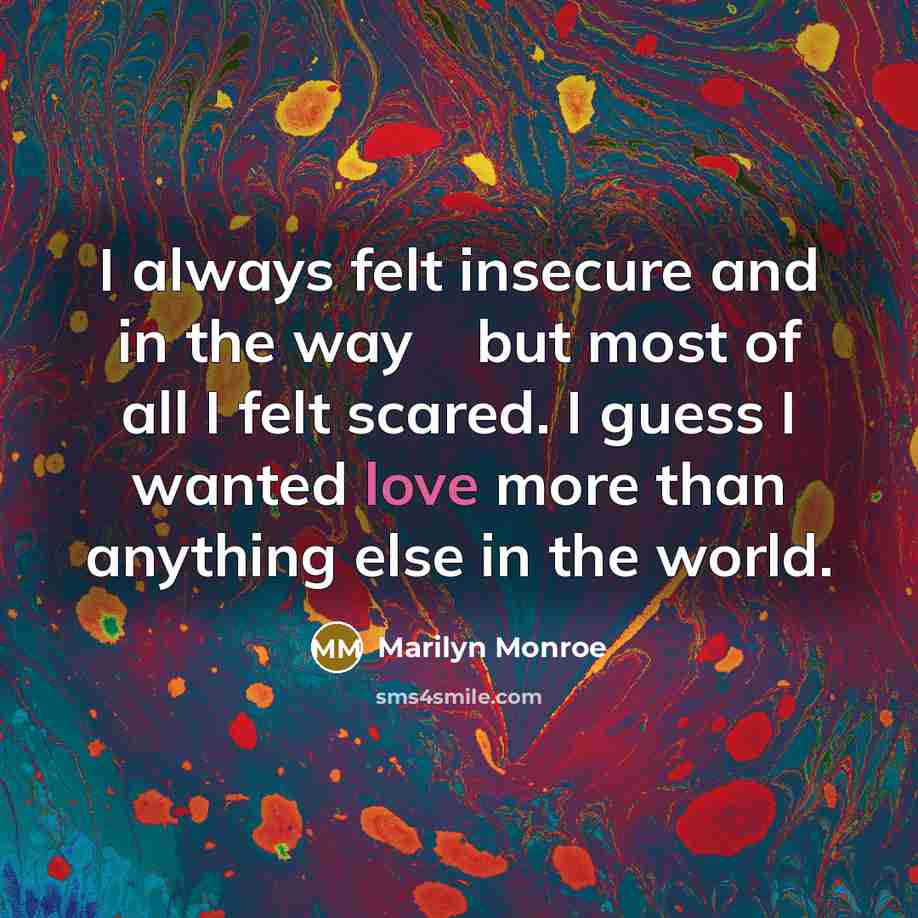 “I always felt insecure and in the way � but…” quote by Marilyn Monroe