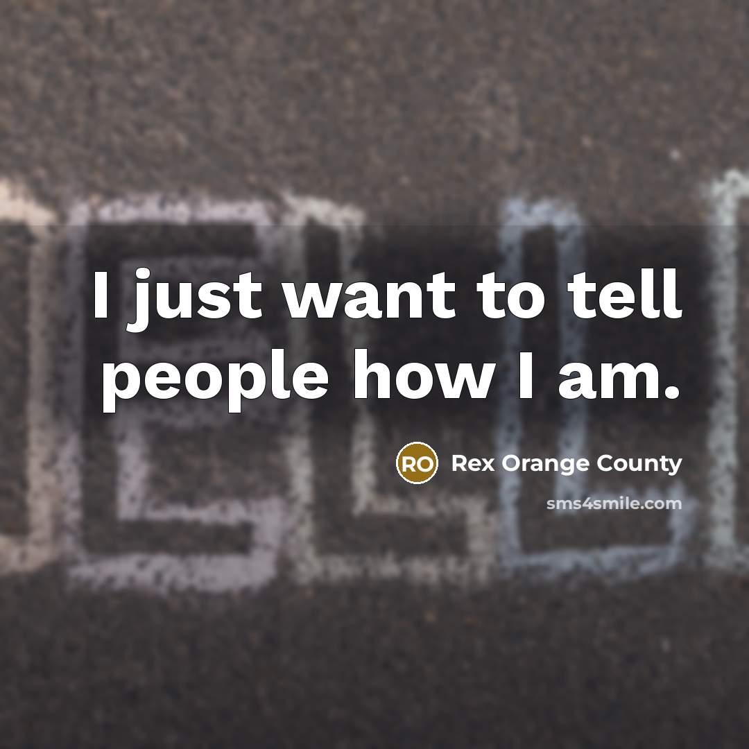 “I just want to tell people how I am.…” quote by Rex Orange County