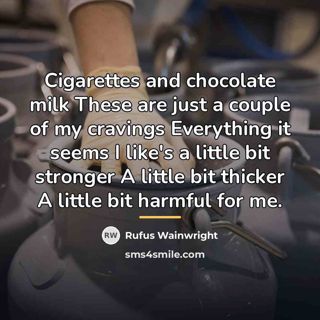 “Cigarettes and chocolate milk These are just a couple of…” quote by Rufus Wainwright