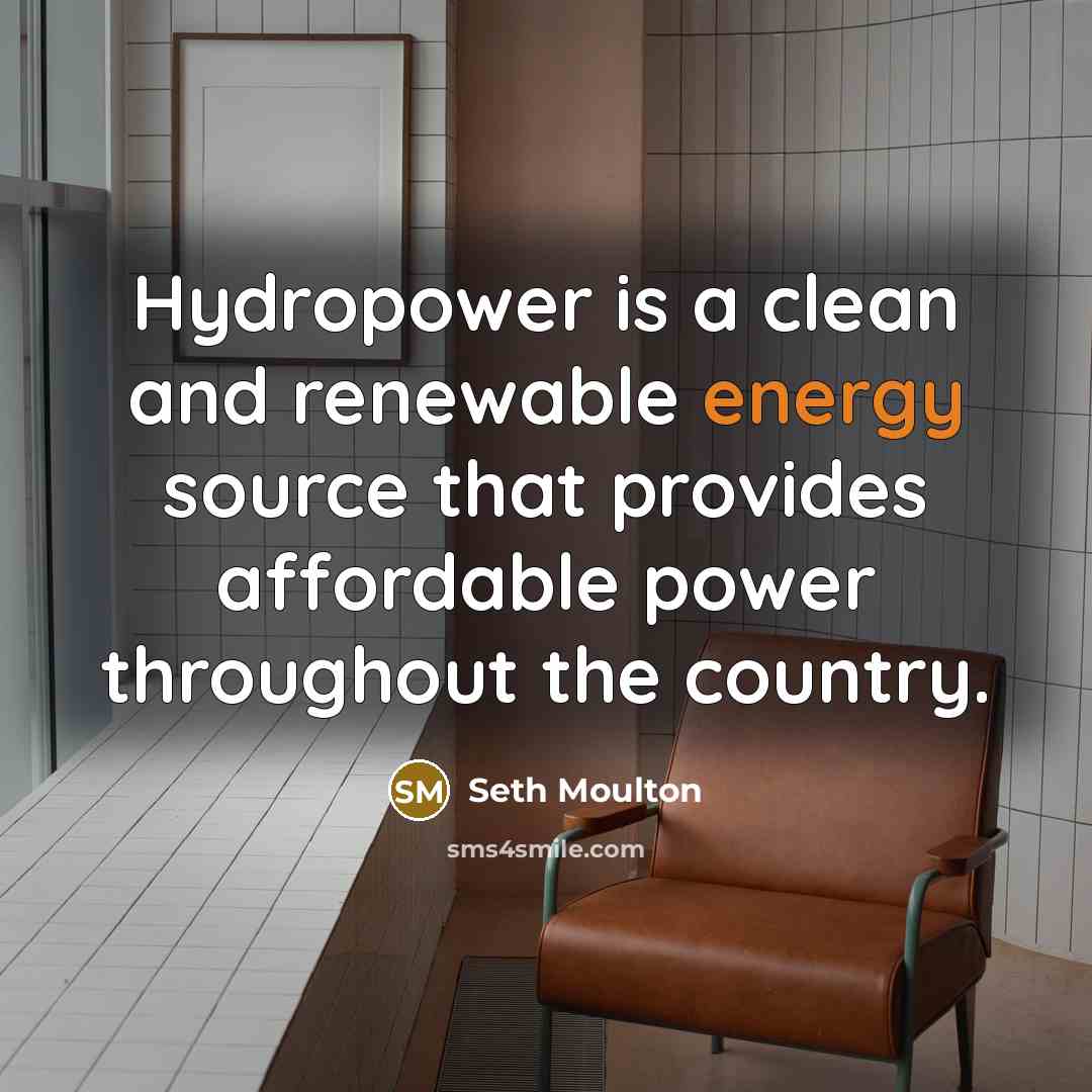 “Hydropower is a clean and renewable energy source that provides…” quote by Seth Moulton