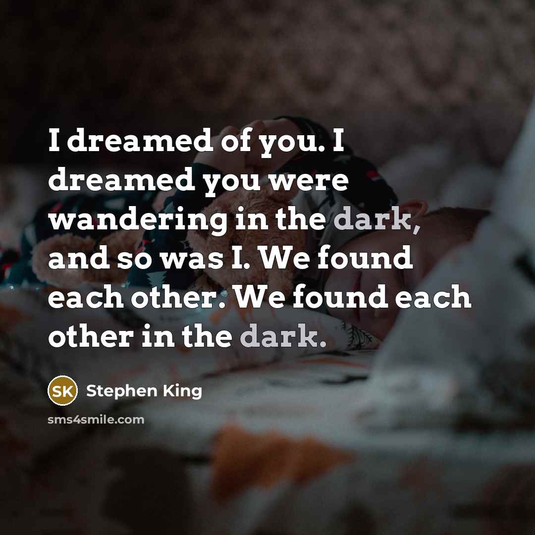 “I dreamed of you. I dreamed you were wandering in…” quote by Stephen King