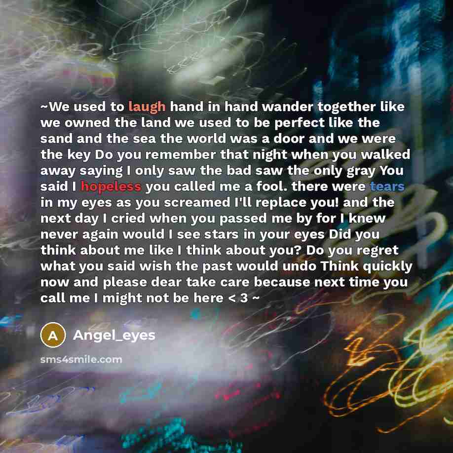 “~We used to laugh hand in hand wander together like…” quote by Angel_eyes