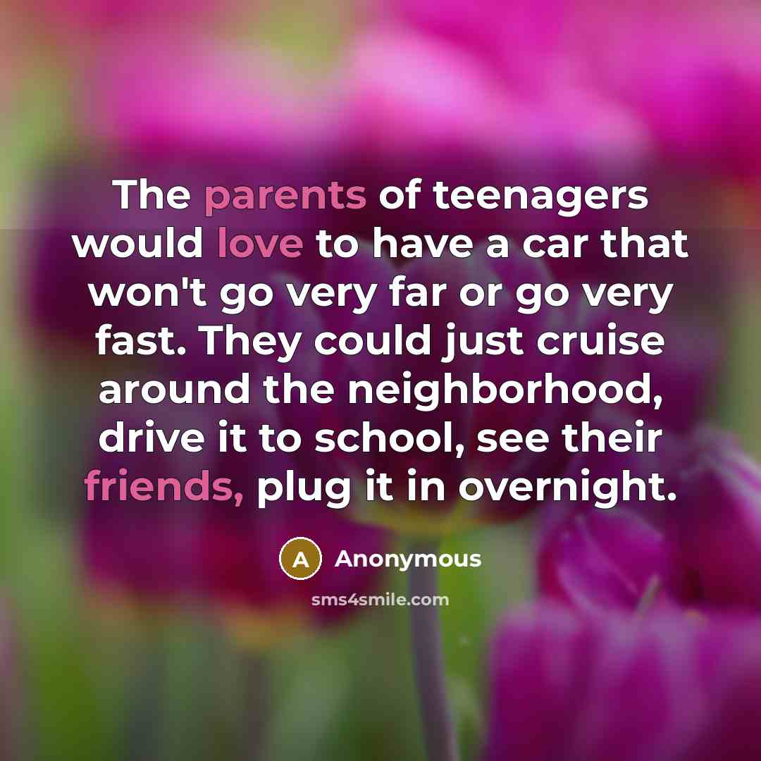 “The parents of teenagers would love to have a car…” quote by Anonymous