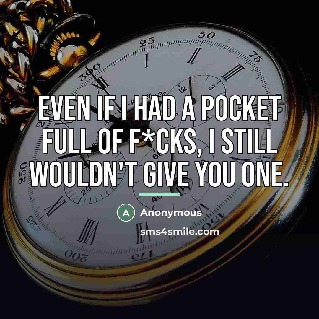 “Even if I had a pocket full of f*cks, I…” quote by Anonymous