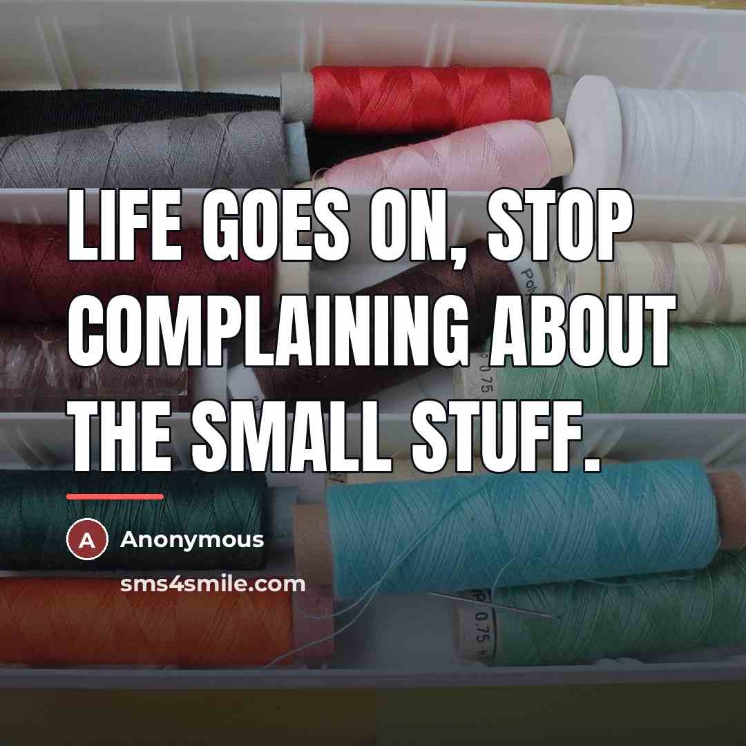 “Life goes on, stop complaining about the small stuff.…” quote by Anonymous