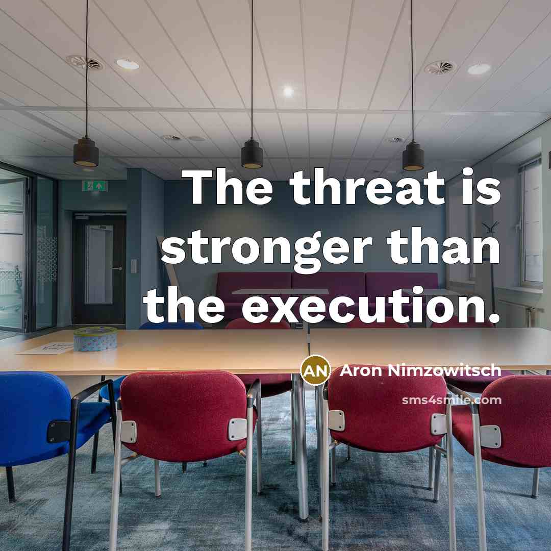 “The threat is stronger than the execution.…” quote by Aron Nimzowitsch
