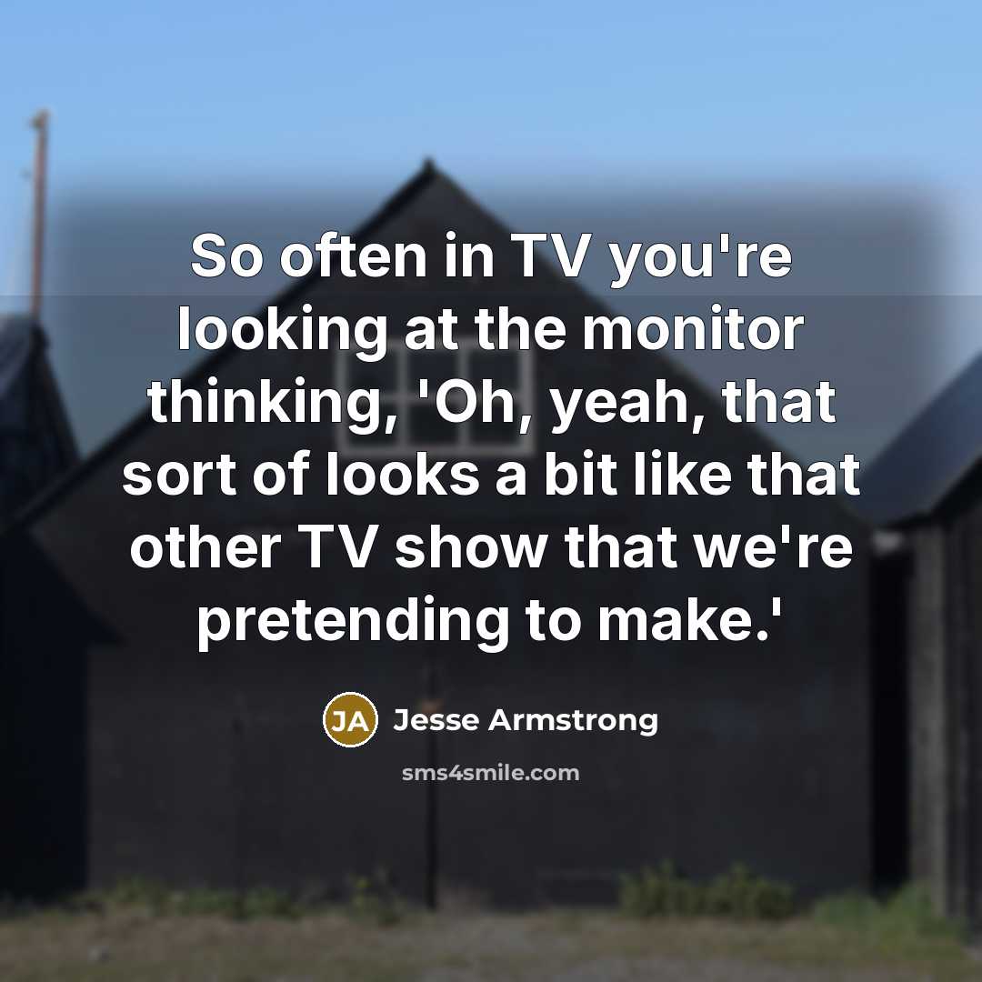 “So often in TV you're looking at the monitor thinking,…” quote by Jesse Armstrong