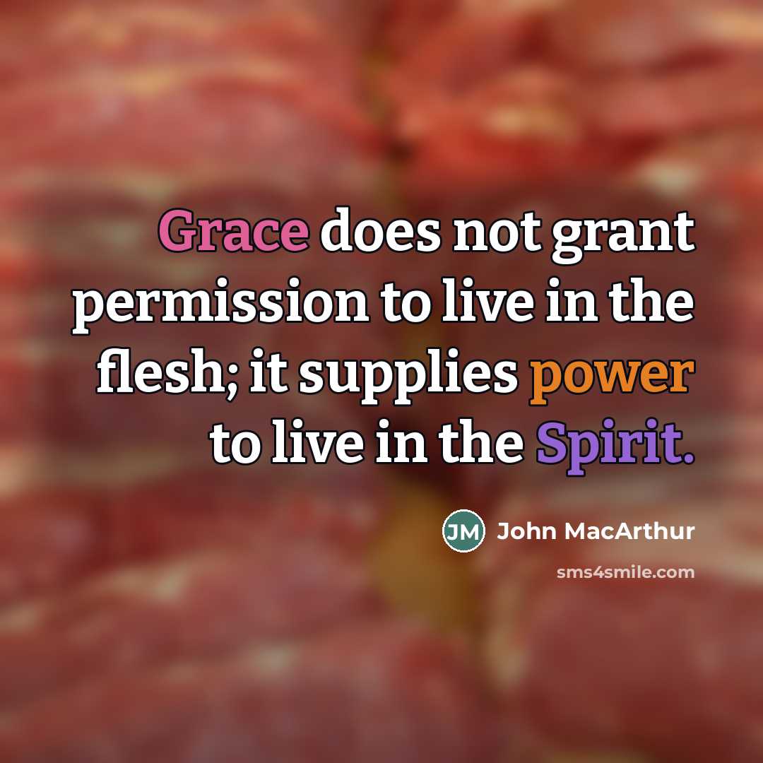 “Grace does not grant permission to live in the flesh;…” quote by John Macarthur