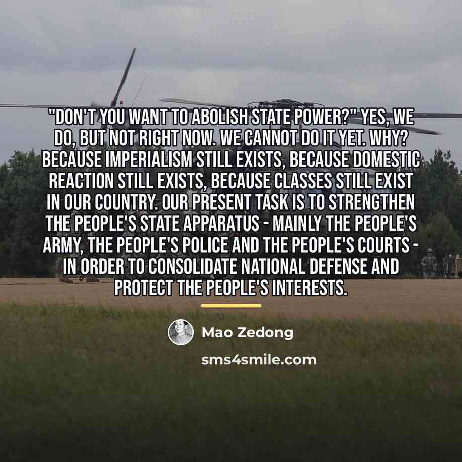 “"Don't you want to abolish state power?" Yes, we do,…” quote by Mao Zedong