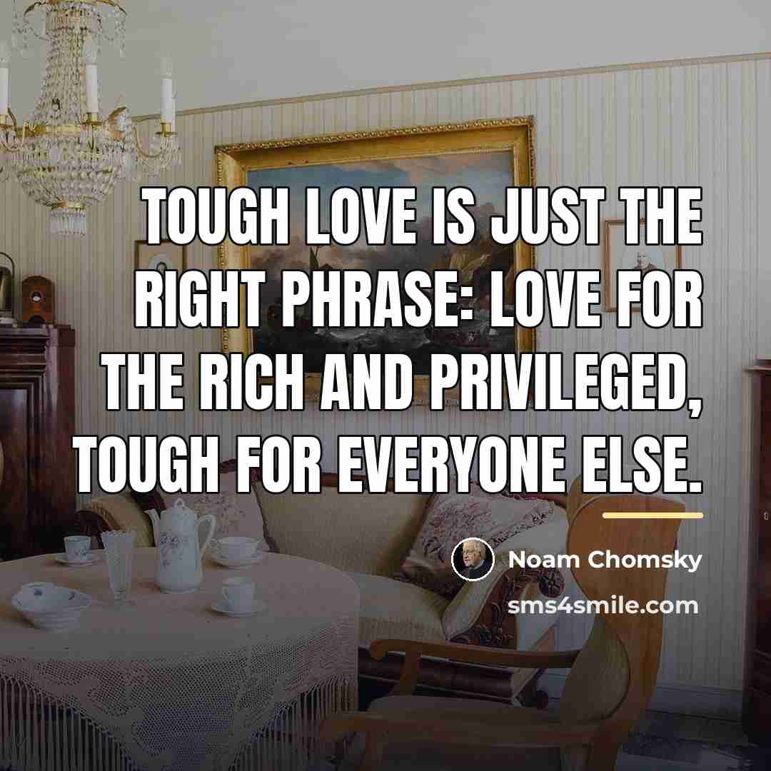 “Tough love is just the right phrase: love for the…” quote by Noam Chomsky