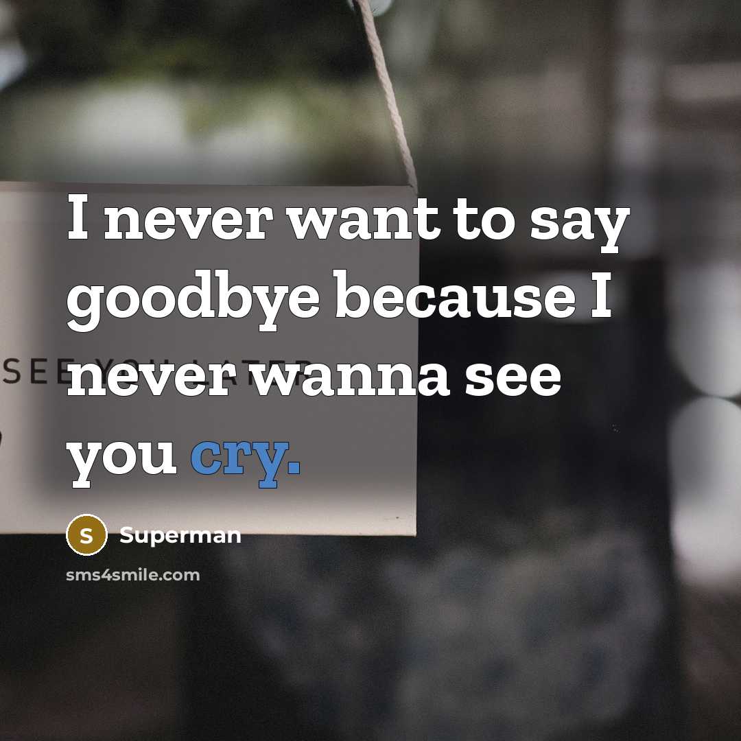 “I never want to say goodbye because I never wanna…” quote by Superman