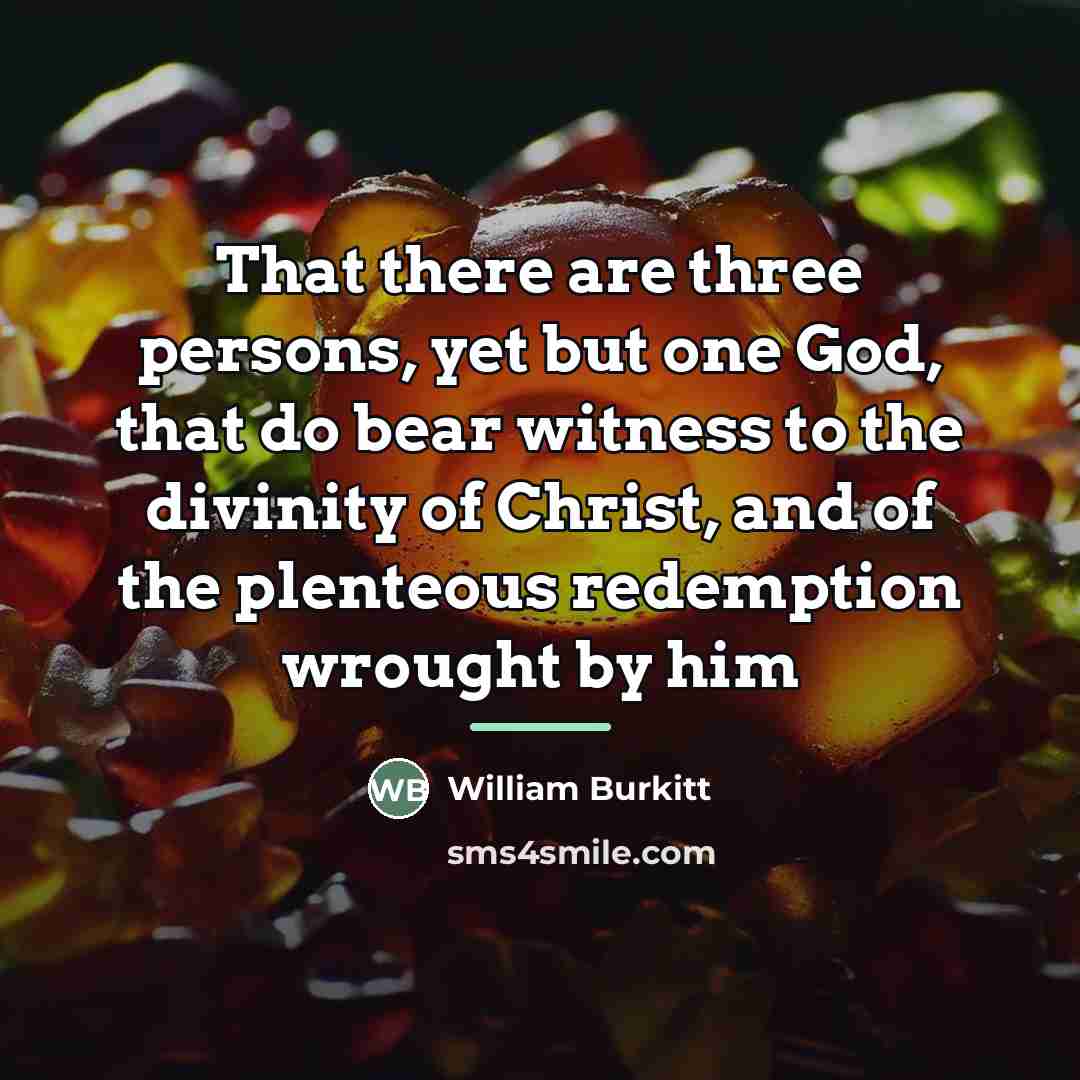 “That there are three persons, yet but one God, that…” quote by William Burkitt