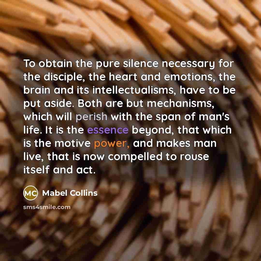 “To obtain the pure silence necessary for the disciple, the…” quote by Mabel Collins
