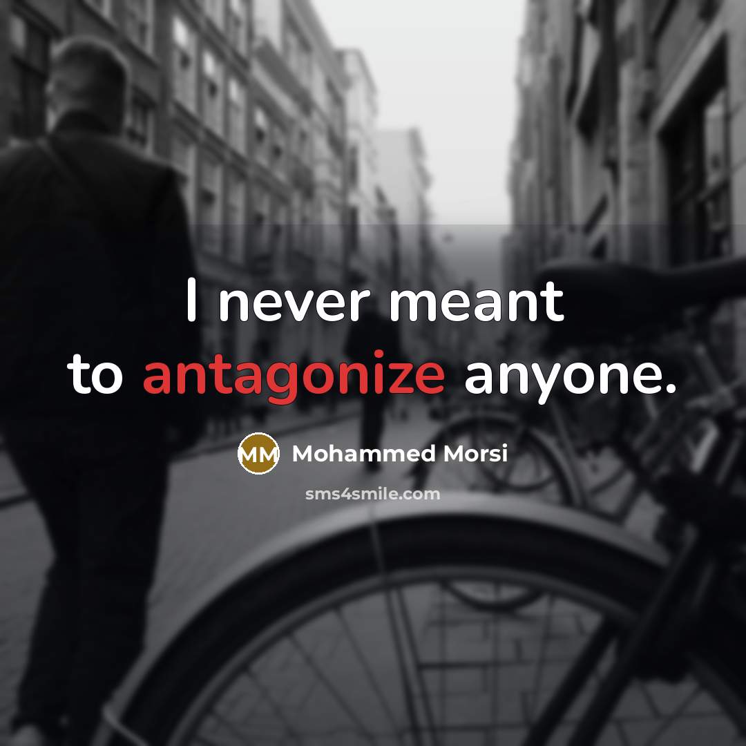 “I never meant to antagonize anyone.…” quote by Mohammed Morsi