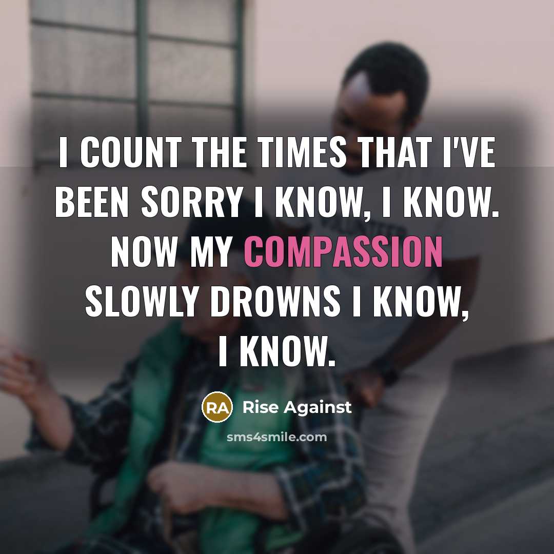 “I count the times that I've been sorry I know,…” quote by Rise Against