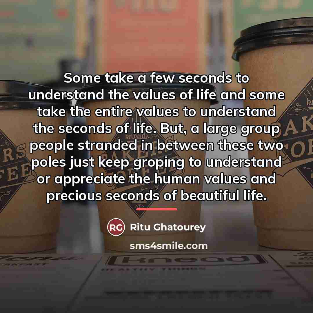 “Some take a few seconds to understand the values of…” quote by Ritu Ghatourey