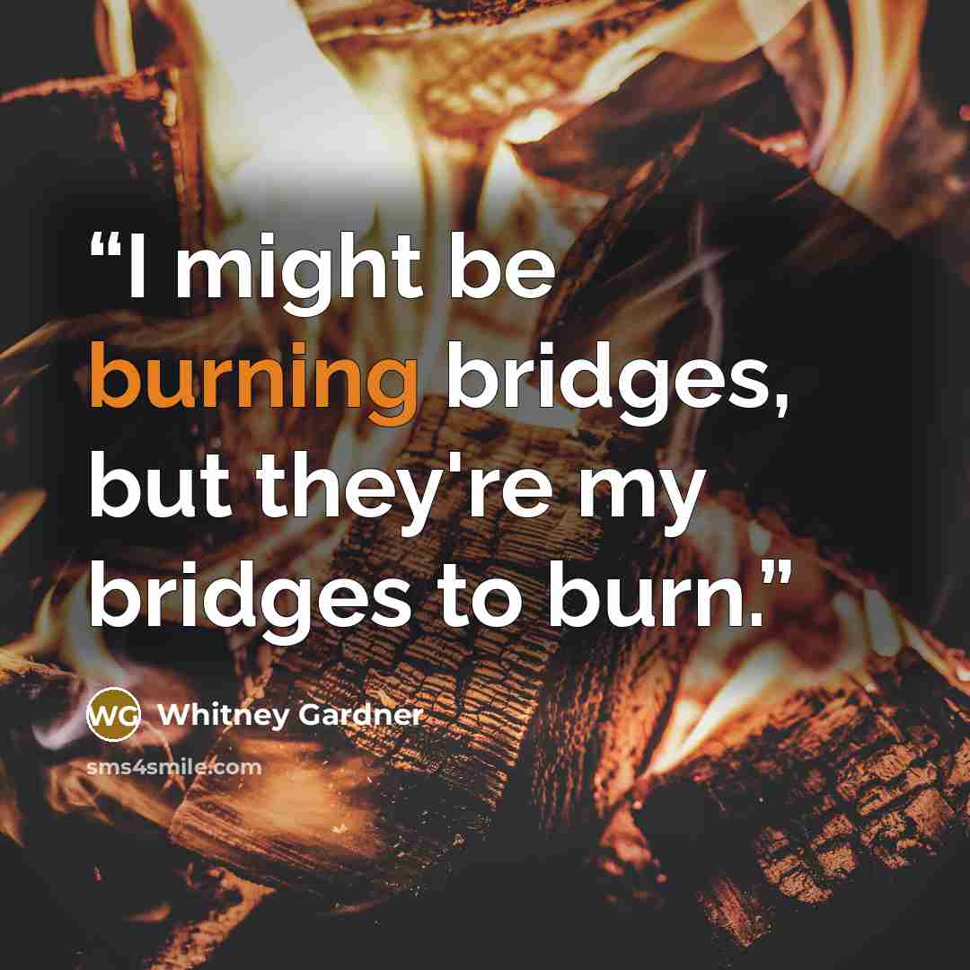 “I might be burning bridges, but they're my bridges to burn.” quote by Whitney Gardner