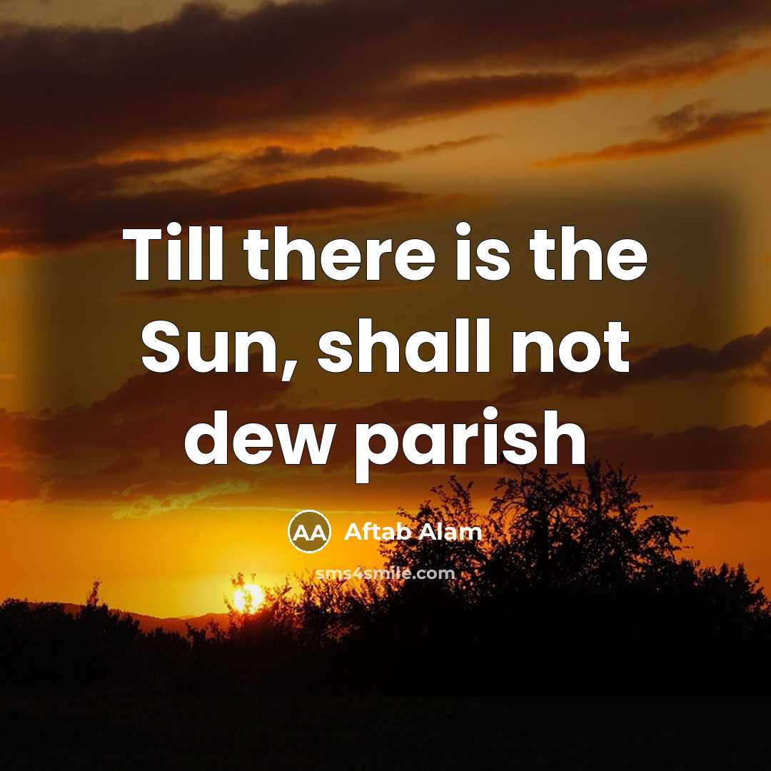 “Till there is the Sun, shall not dew parish…” quote by Aftab Alam
