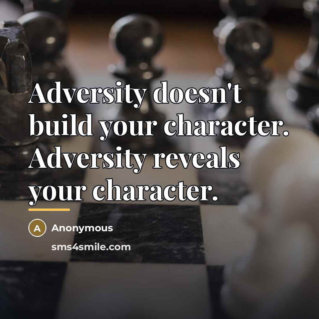 “Adversity doesn't build your character. Adversity reveals your character.…” quote by Anonymous