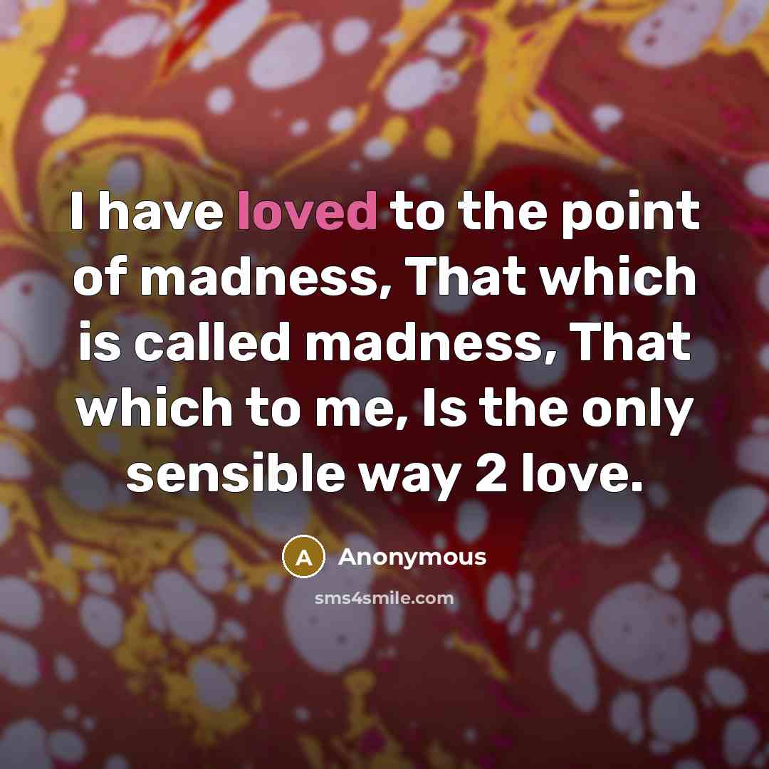 “I have loved to the point of madness, That which…” quote by Anonymous