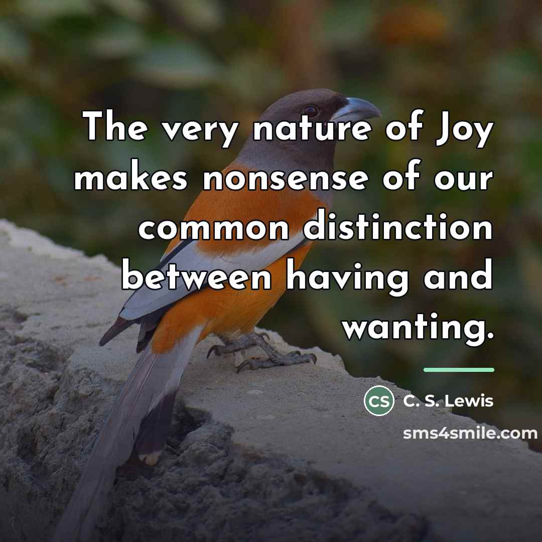“The very nature of Joy makes nonsense of our common…” quote by C. S. Lewis