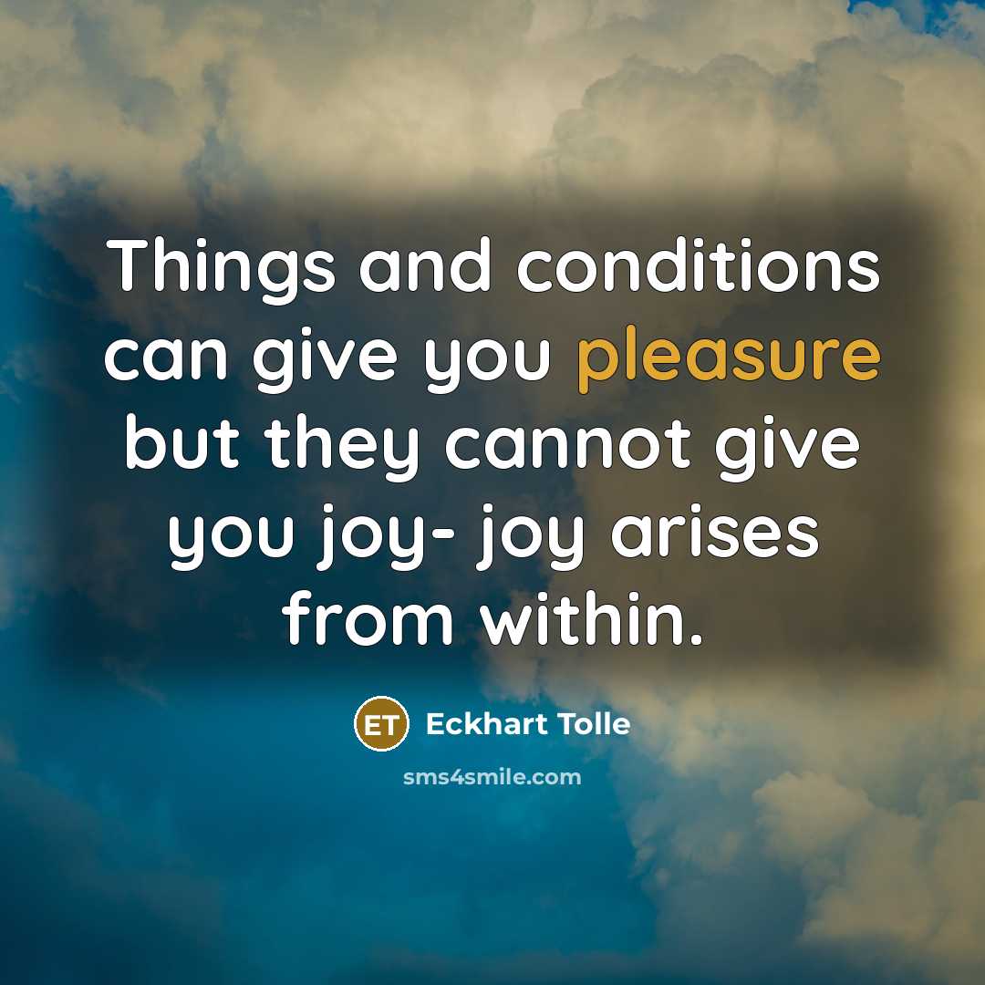 “Things and conditions can give you pleasure but they cannot…” quote by Eckhart Tolle
