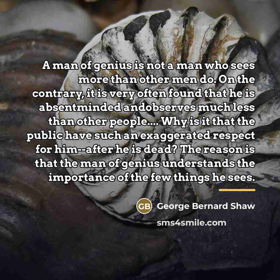 “A man of genius is not a man who sees…” quote by George Bernard Shaw