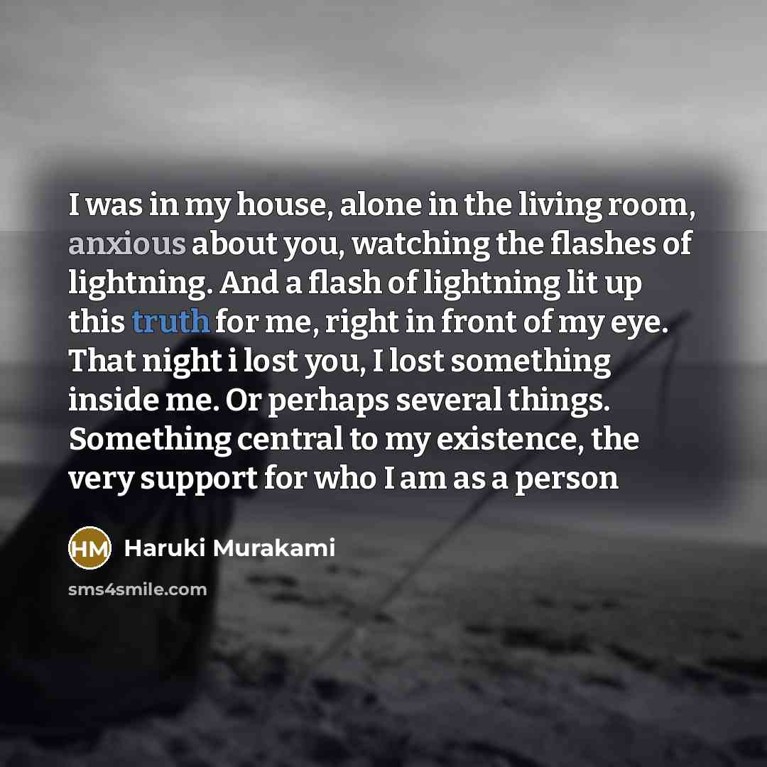 “I was in my house, alone in the living room,…” quote by Haruki Murakami