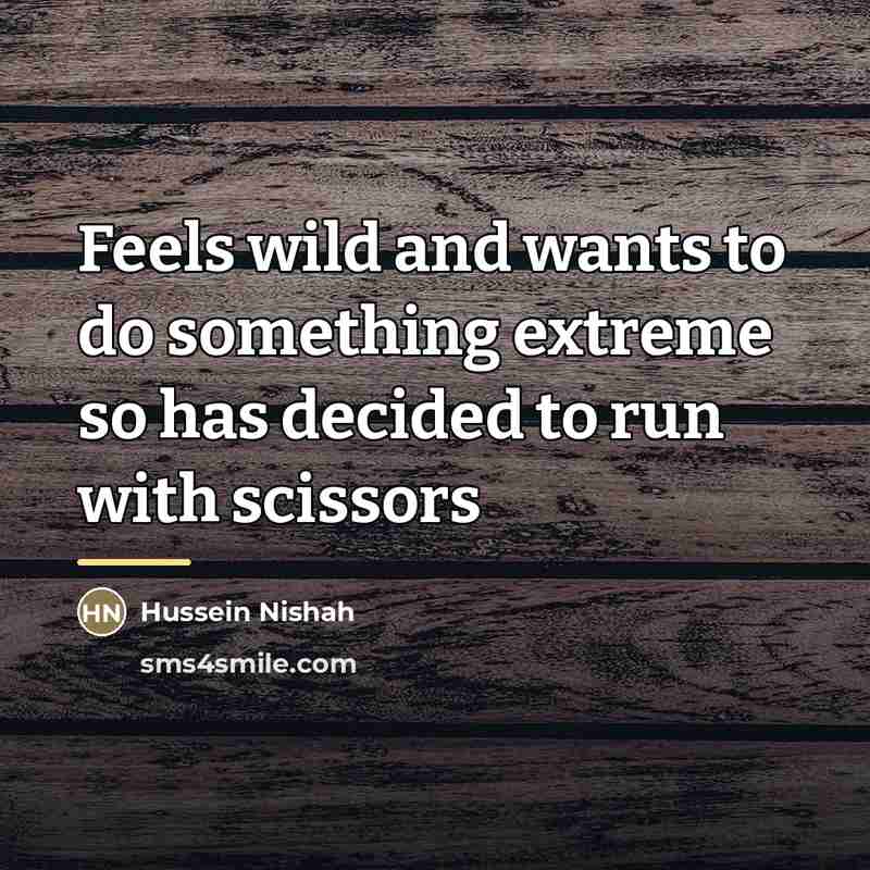 “Feels wild and wants to do something extreme so has…” quote by Hussein Nishah