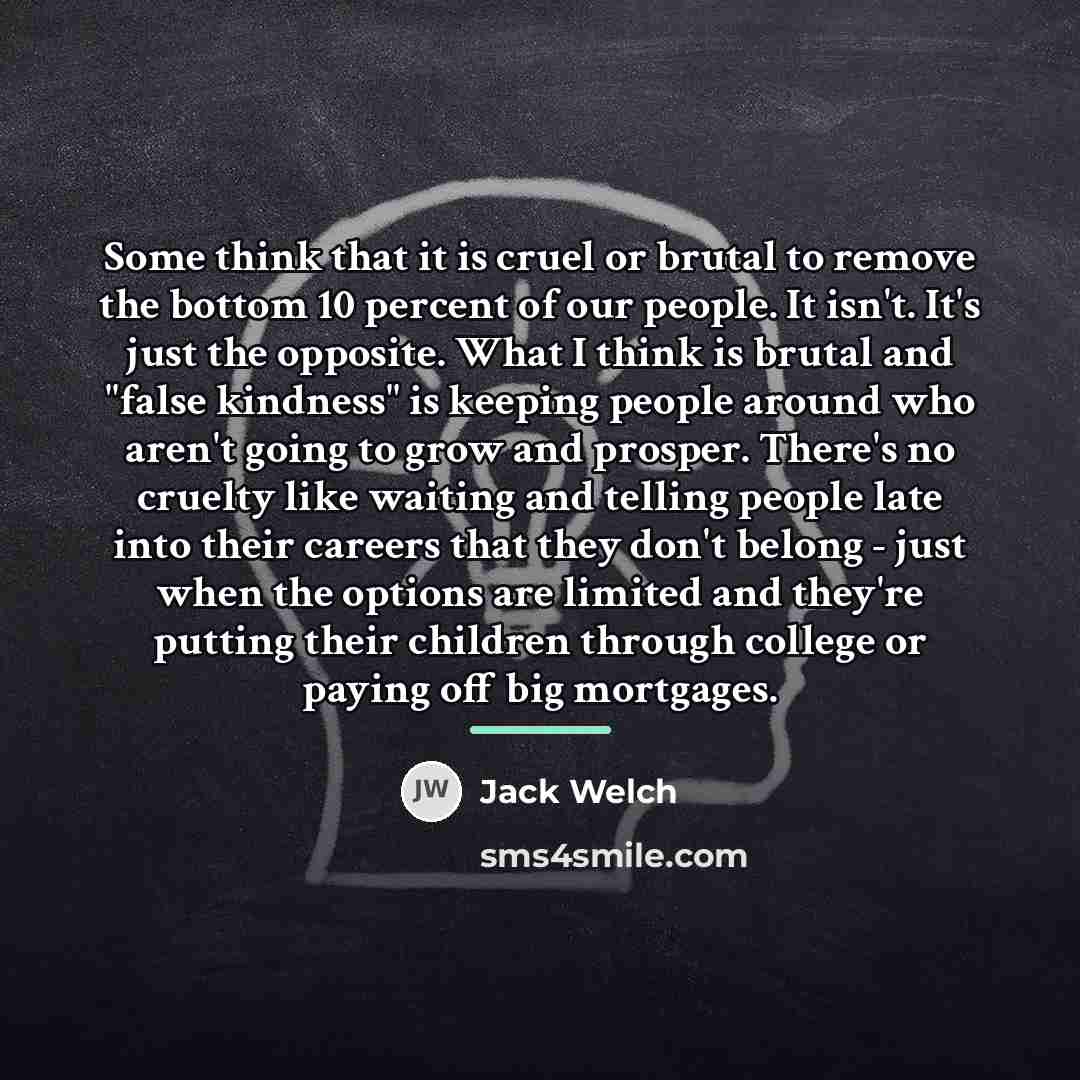 “Some think that it is cruel or brutal to remove…” quote by Jack Welch