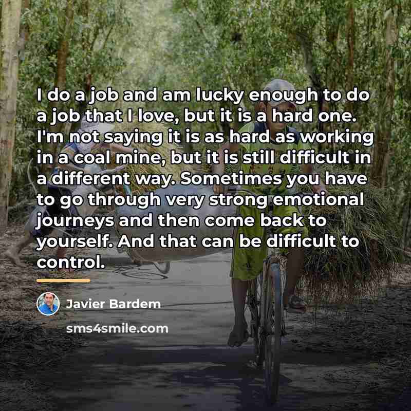 “I do a job and am lucky enough to do…” quote by Javier Bardem