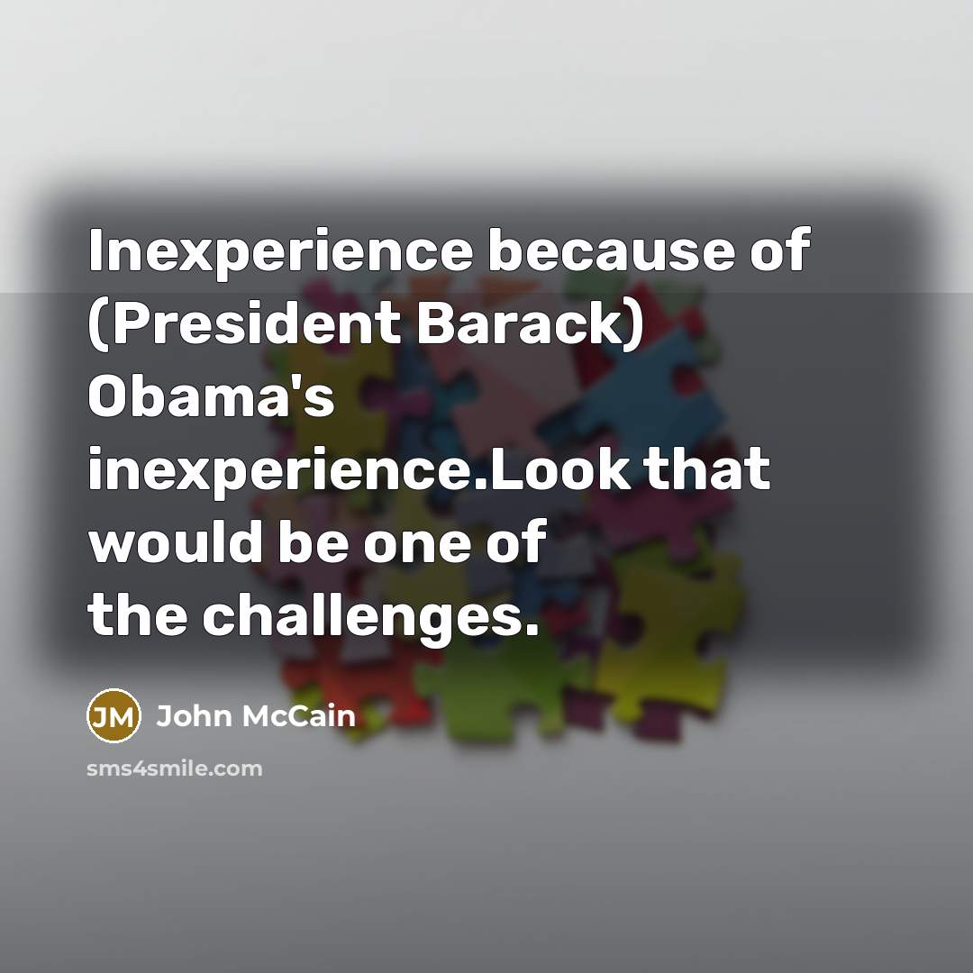 “Inexperience because of (President Barack) Obama's inexperience.Look that would be…” quote by John McCain