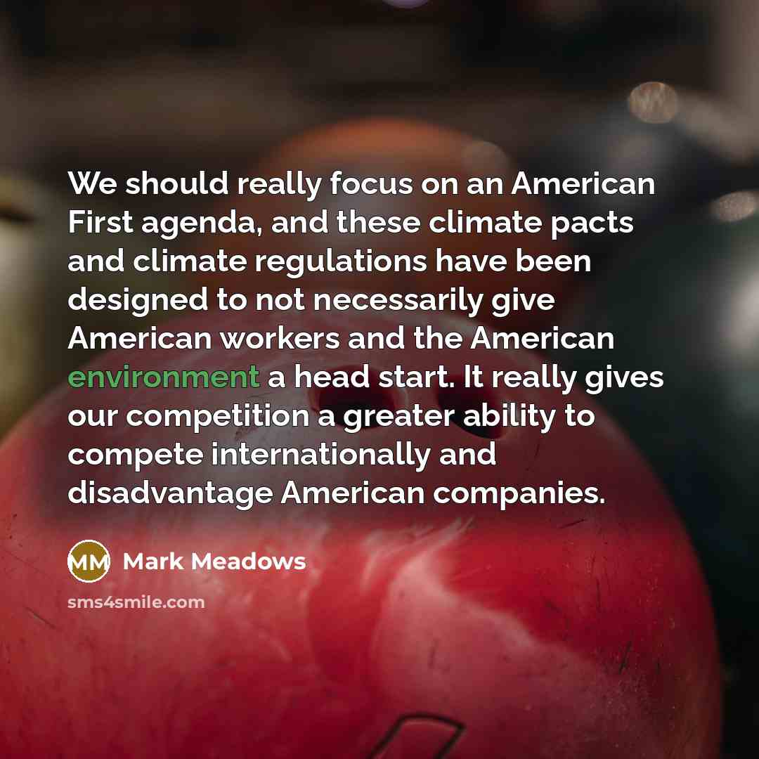 “We should really focus on an American First agenda, and…” quote by Mark Meadows