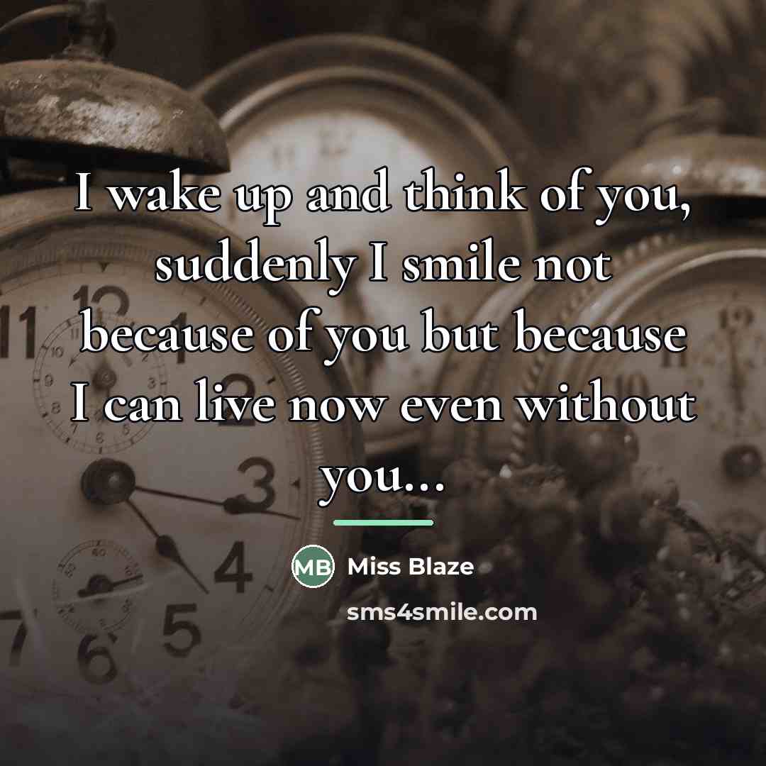 “I wake up and think of you, suddenly I smile…” quote by Miss Blaze